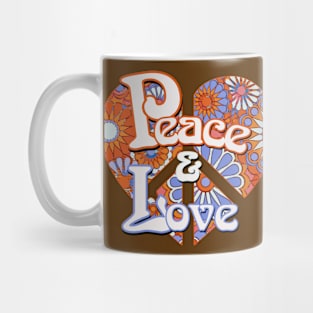 Retro Peace and Love Vintage Heart Mug